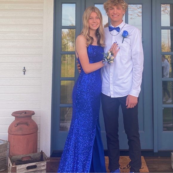 Royal Blue Sequins Prom Dress - Picture 1 of 3